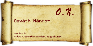 Osváth Nándor névjegykártya